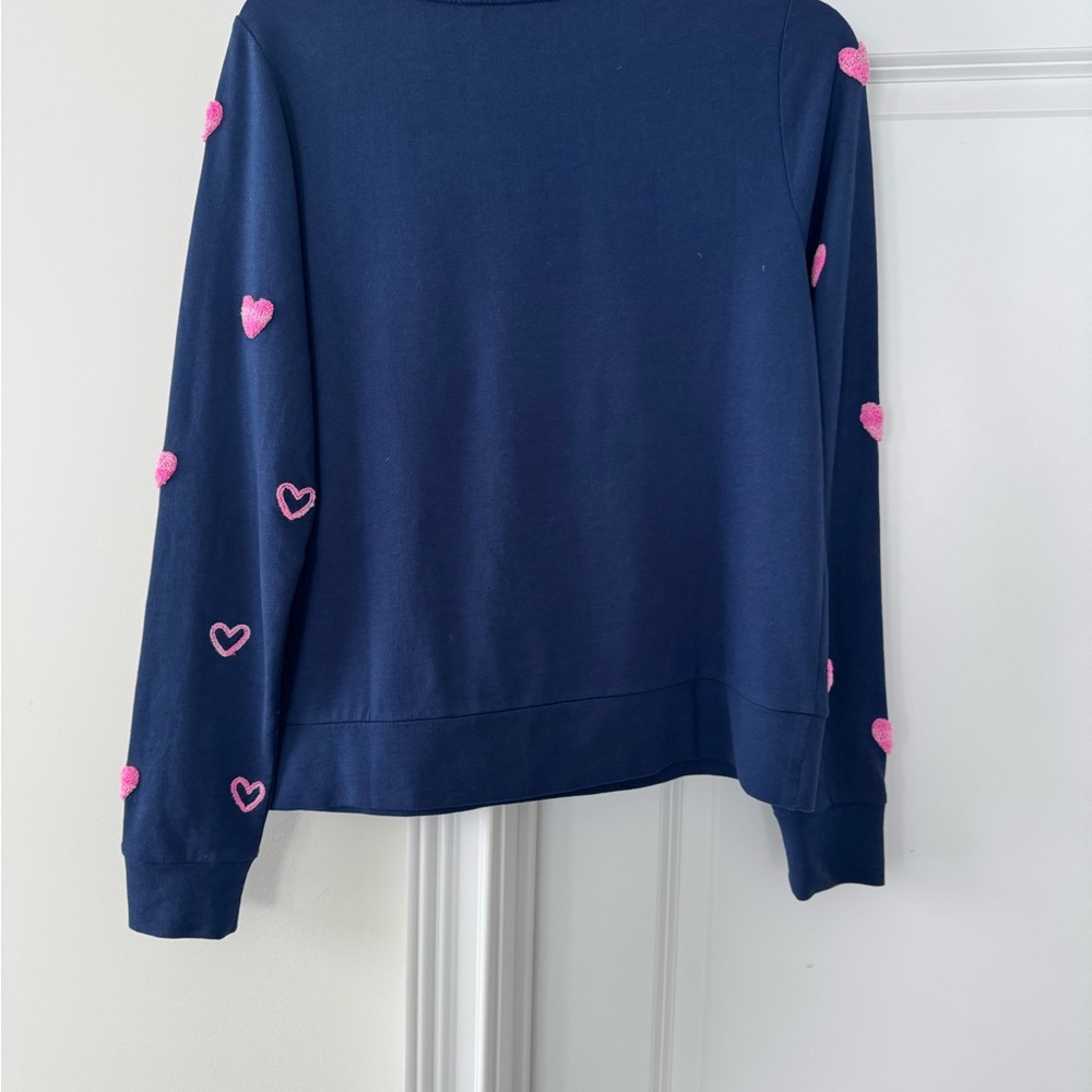 Lilly Pulitzer Navy and Pink Heart Sweater - Picture 2 of 3